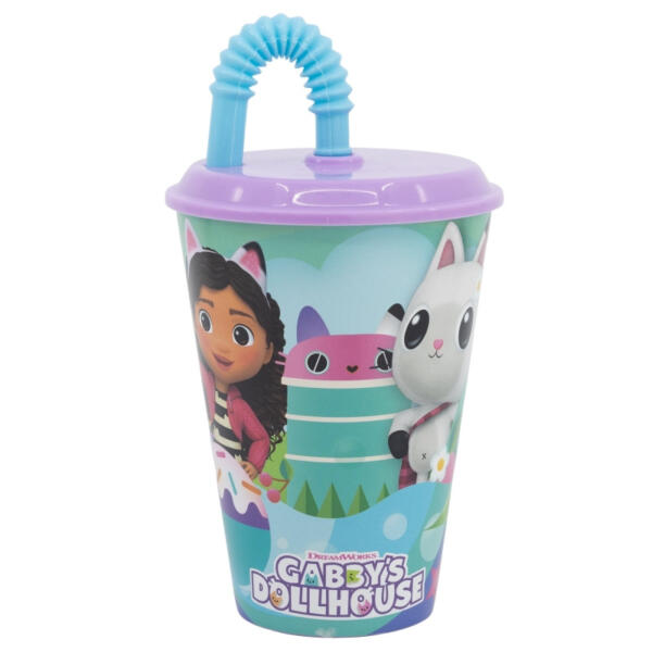Gabby's Dollhouse szívószálas zárható pohár 430 ml BPA mentes